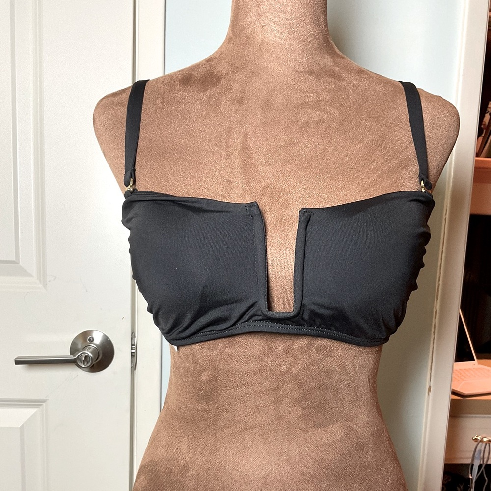 Andie Swim Cartagena Top Black Removable Straps Swim Bikini Top Size M NWT